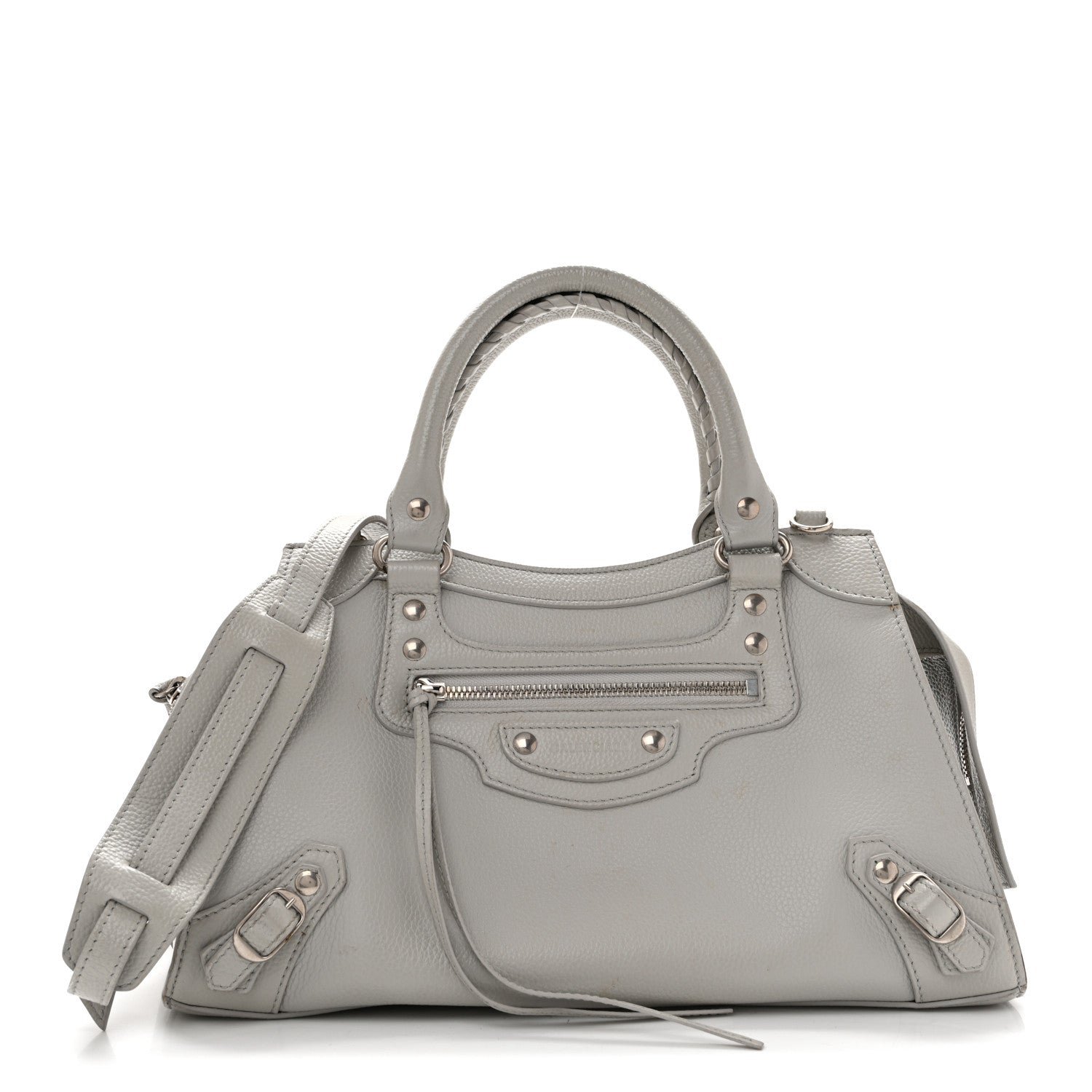 Balenciaga Grained Calfskin Neo Classic Silver Hardware S City Light Grey