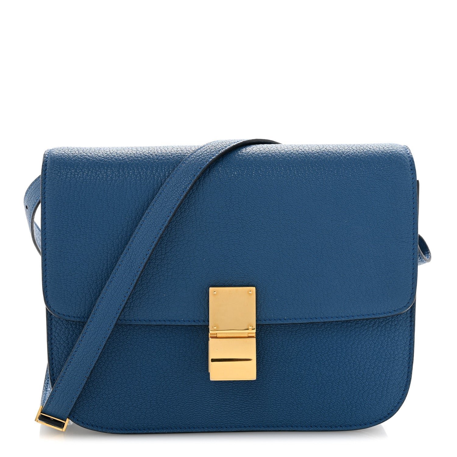 Celine Goatskin Medium Classic Box Flap Bag Deepsea