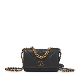 Chanel Grey Quilted Lambskin 19 Wallet on Chain Gold and Ruthenium Hardware, 2021