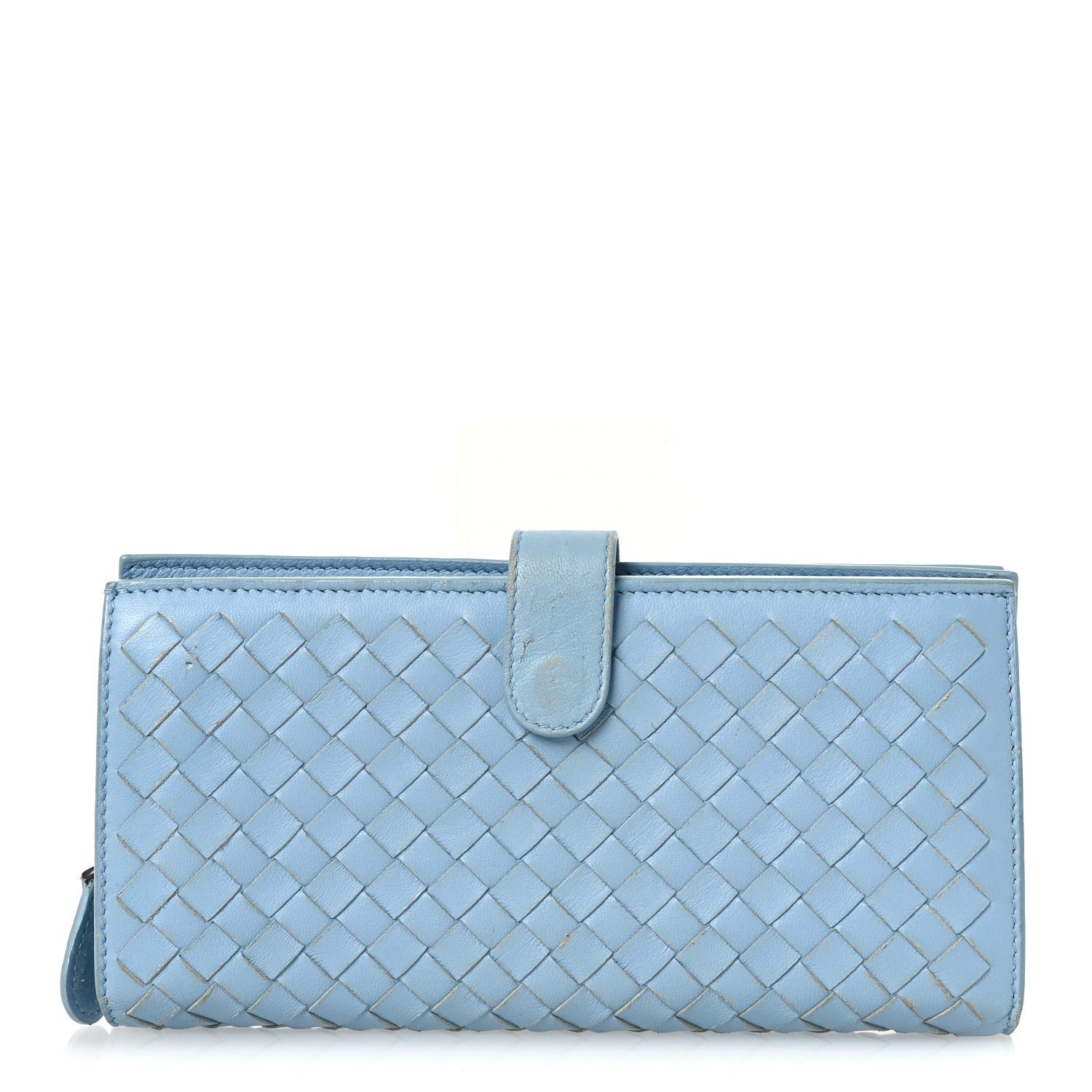 Bottega Veneta Nappa Intrecciato Continental Flap Wallet Light Blue