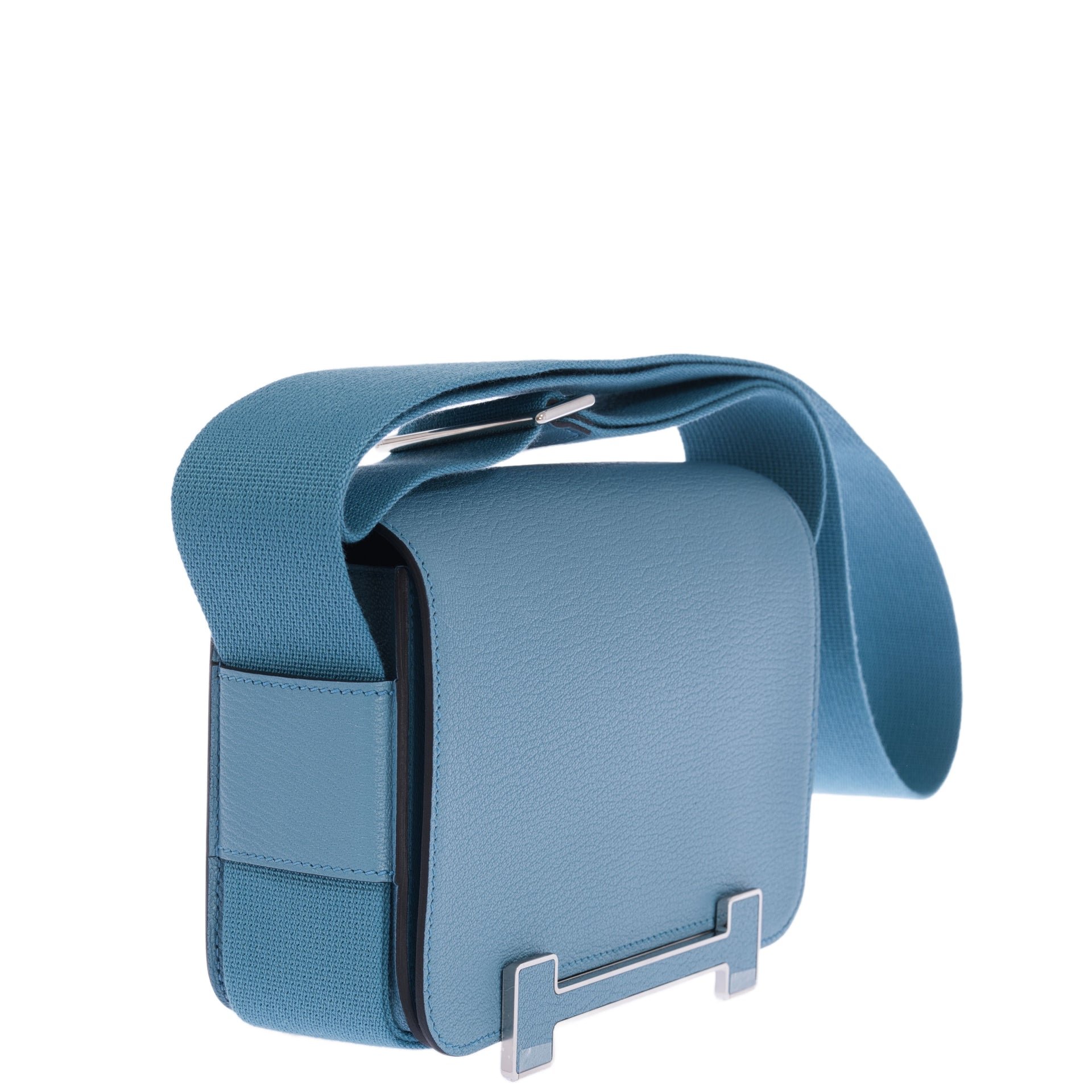 Hermes Hermès Geta Bag Blue Jean Chèvre Palladium Hardware