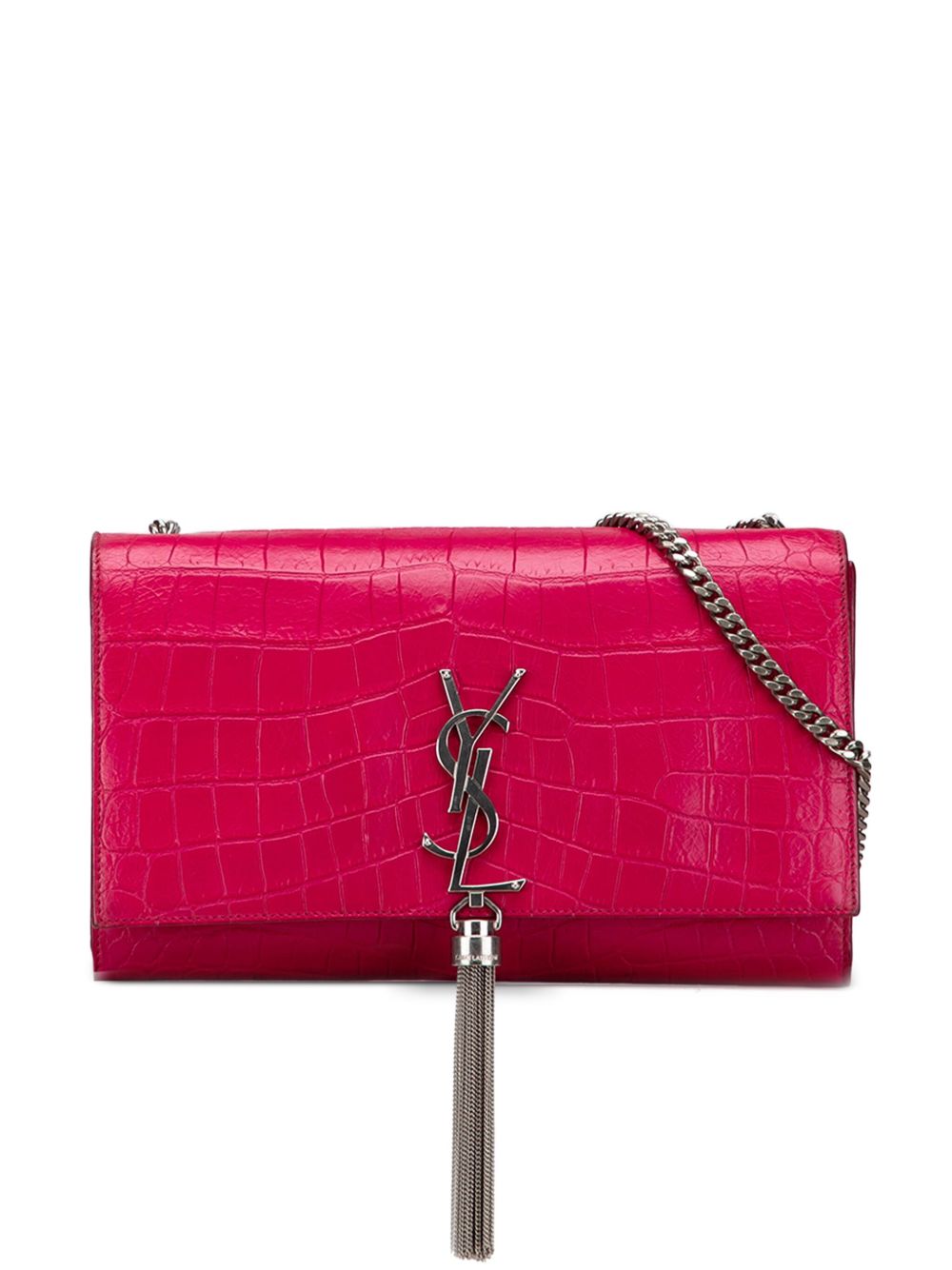 2015 Medium Croc Embossed Leather Kate Tassel crossbody bag