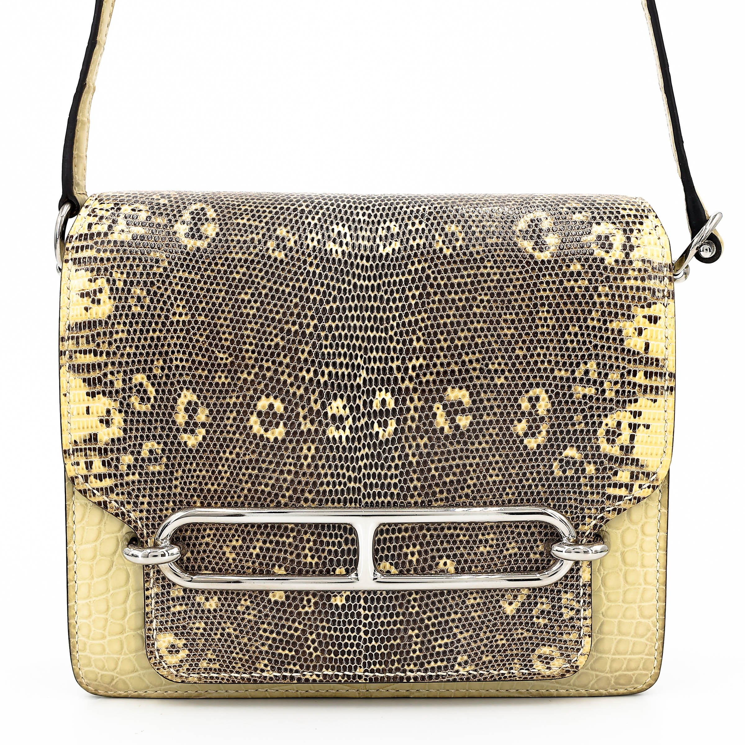 Very Good ( Rank A) HERMÈS Roulis Mini Ombre (1B) Vanille (Y1) Lizard Matte Alligator Palladium hardware X (2016)
