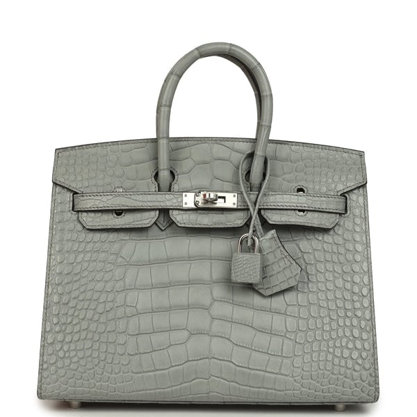 Hermes Hermes Birkin Sellier 25 Gris Ciment Matte Alligator Palladium Hardware