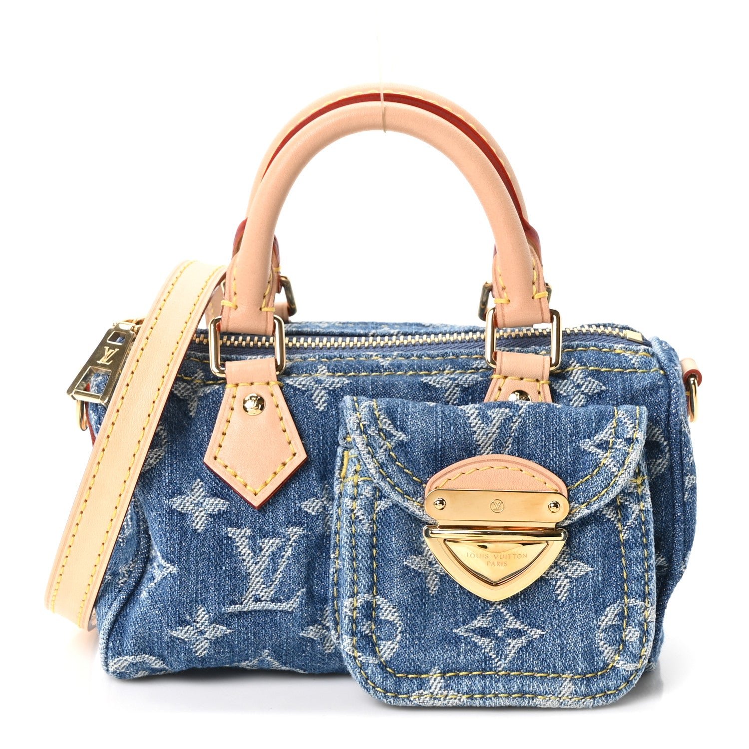 Louis Vuitton Monogram Denim Nano Speedy Blue