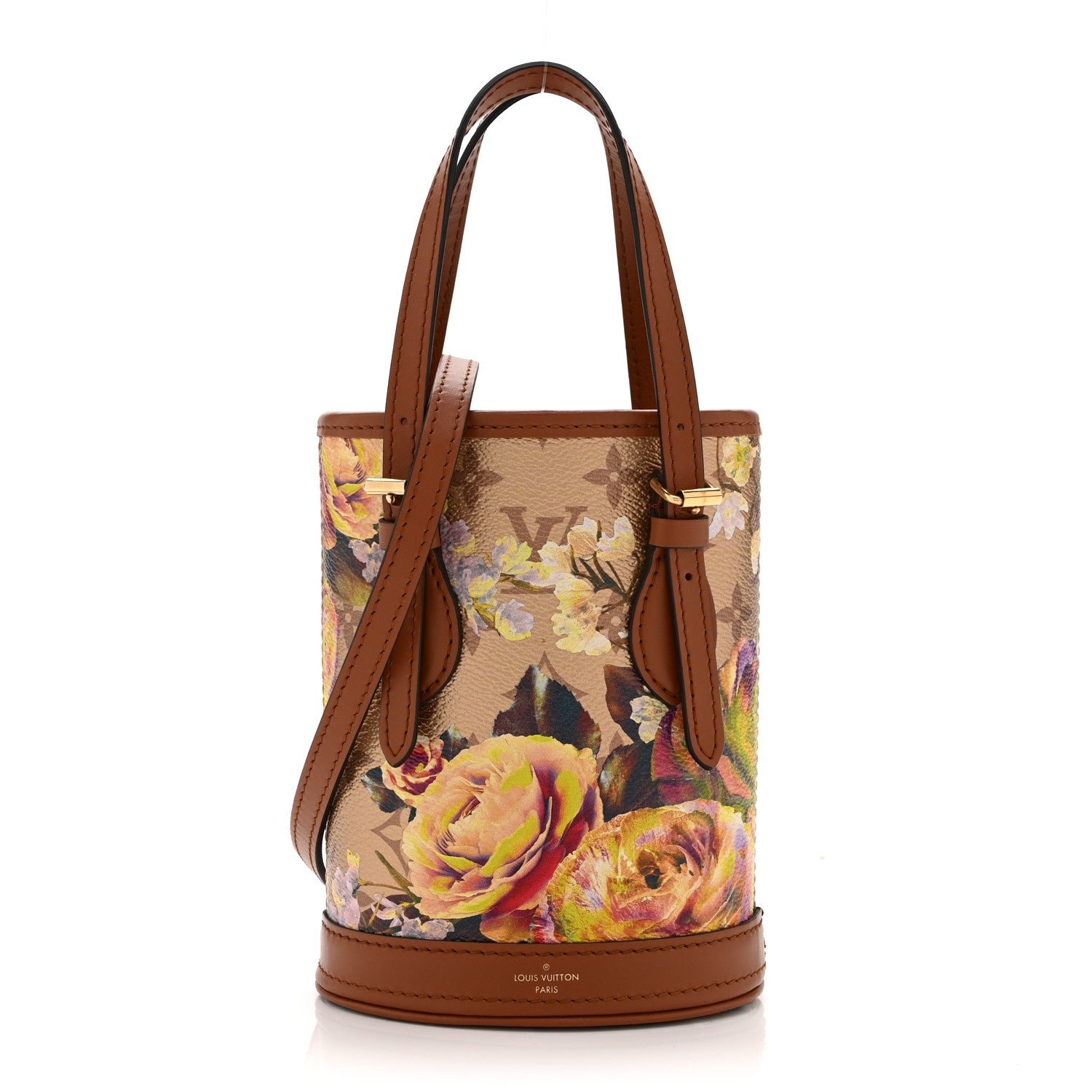 Louis Vuitton Metallic Monogram LV Garden Nano Bucket Bag Gold