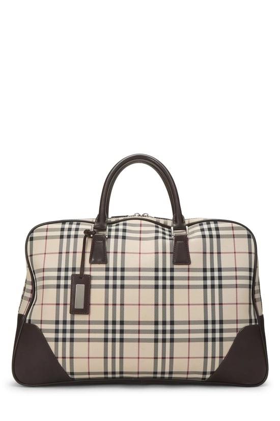 Brown Nylon Check Briefcase