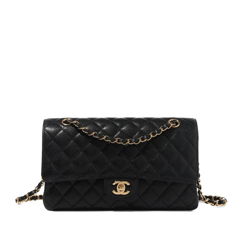Chanel Black Quilted Caviar Medium Timeless Double Flap Gold Hardware, 2017-2018