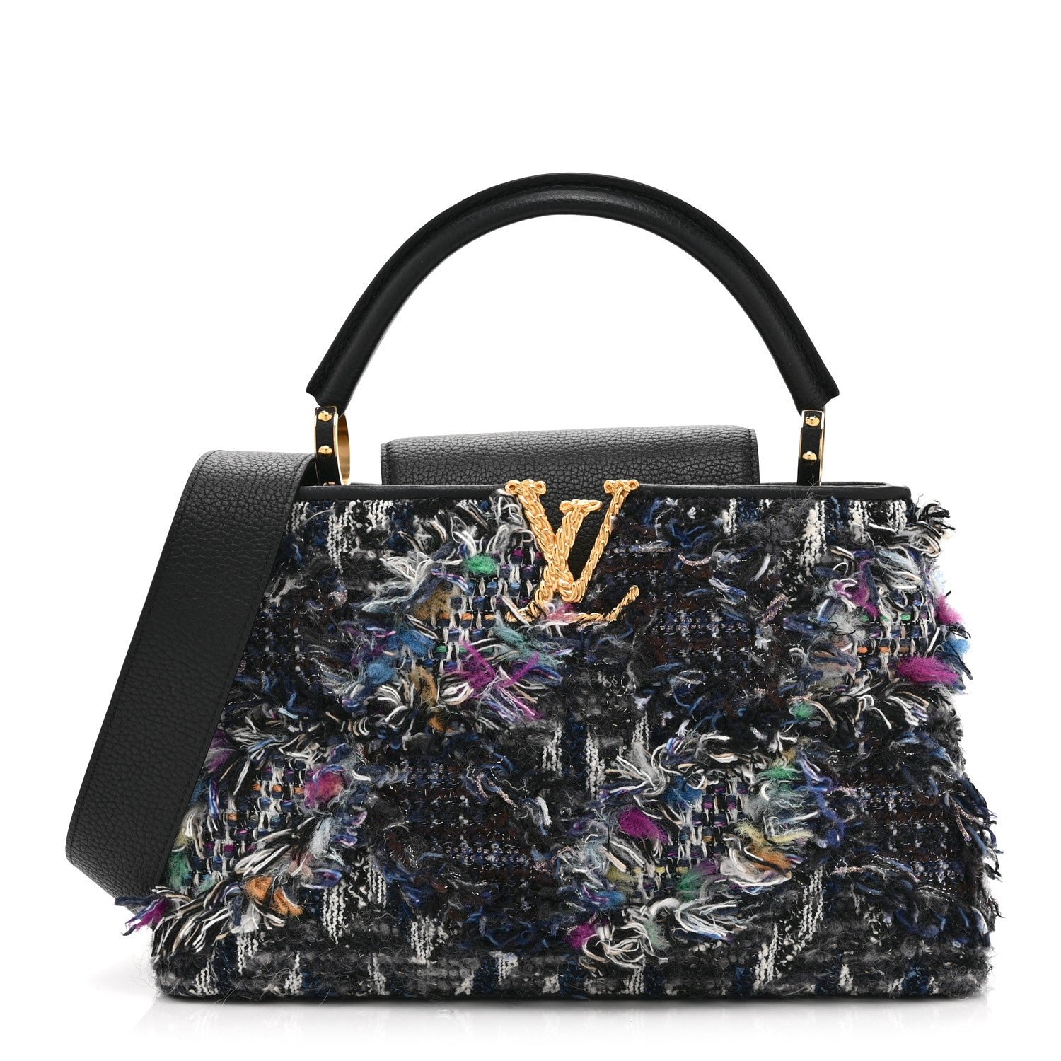 Louis Vuitton Tweed Calfskin Capucines MM Multicolor