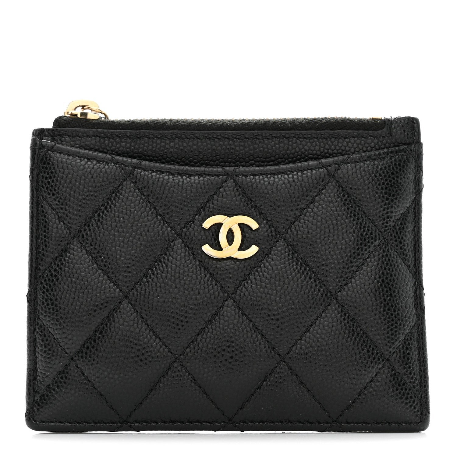 Chanel Caviar Quilted CC Zip Card Holder Black