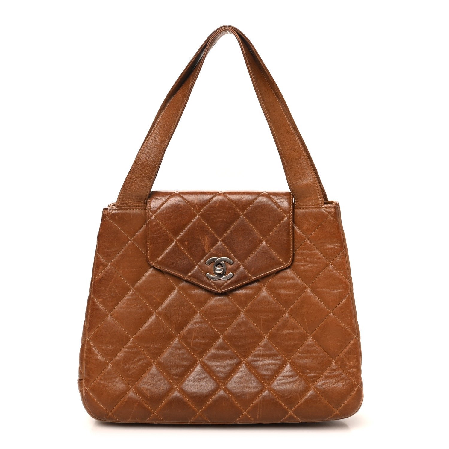 Chanel Lambskin Quilted Shoulder Bag Brown