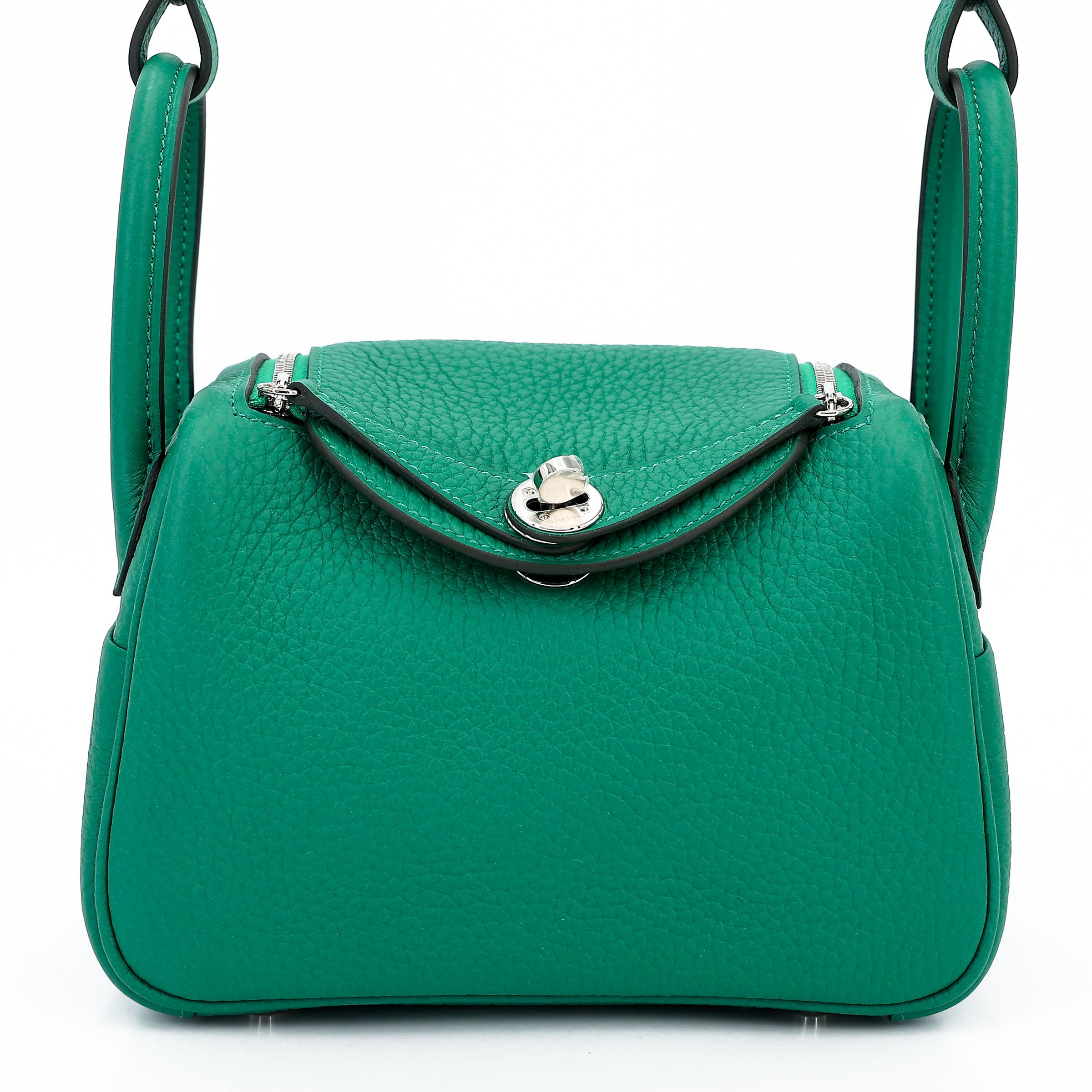 Hermes Brand New ( Rank N ) HERMÈS Mini Lindy II Vert Vertigo (U4) Clemence Palladium hardware W (2024)