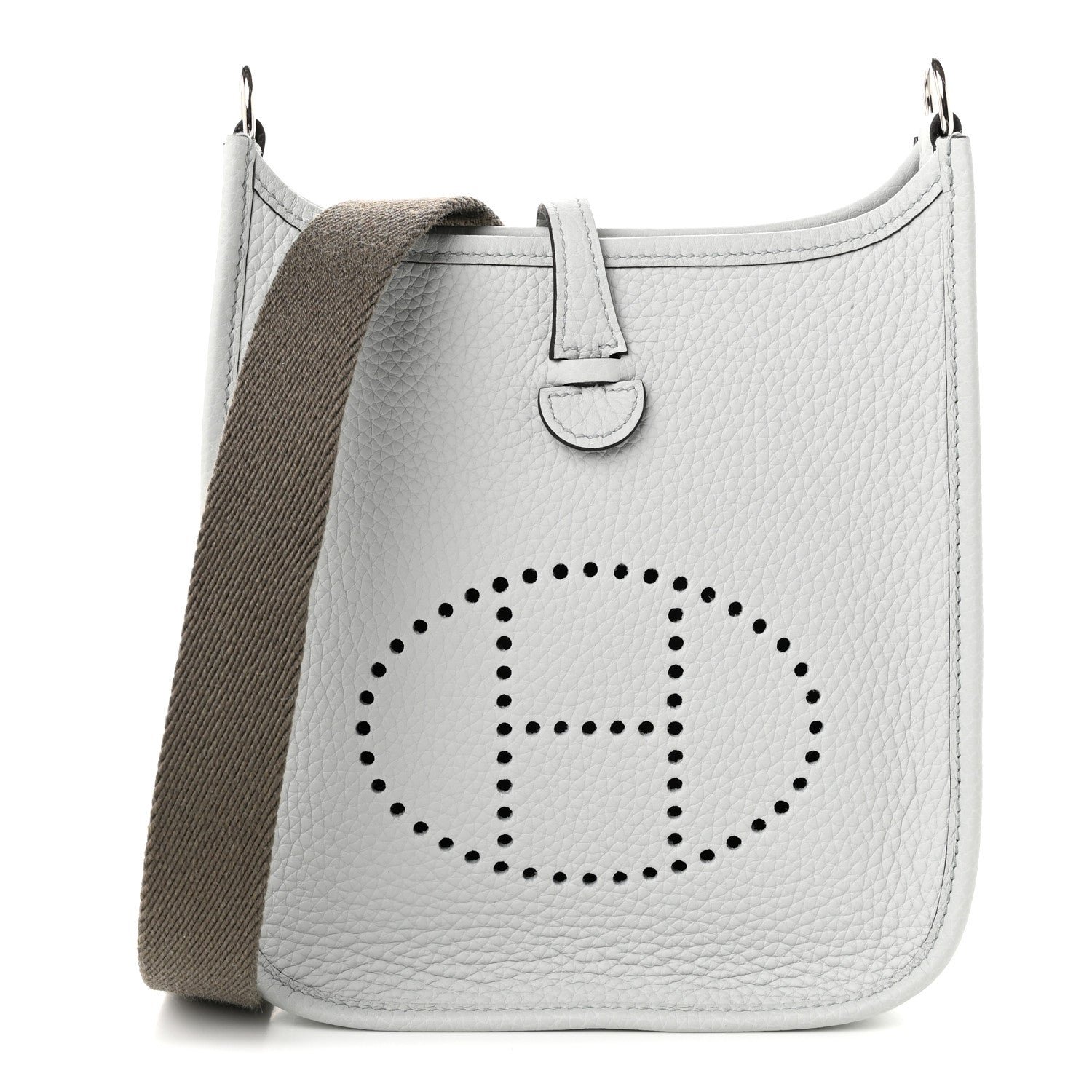 Hermes Taurillon Clemence Amazone Evelyne TPM Bleu Pale Gris Etain