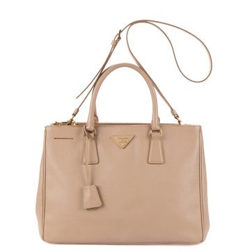 Leather Double Zip Galleria Tote