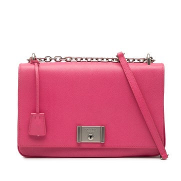Leather Saffiano Lux Lock Chain Flap