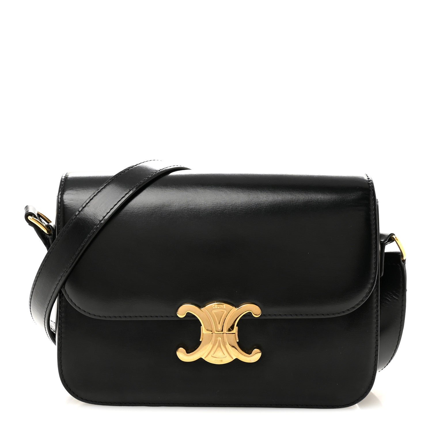 Celine Shiny Calfskin Medium Triomphe Black
