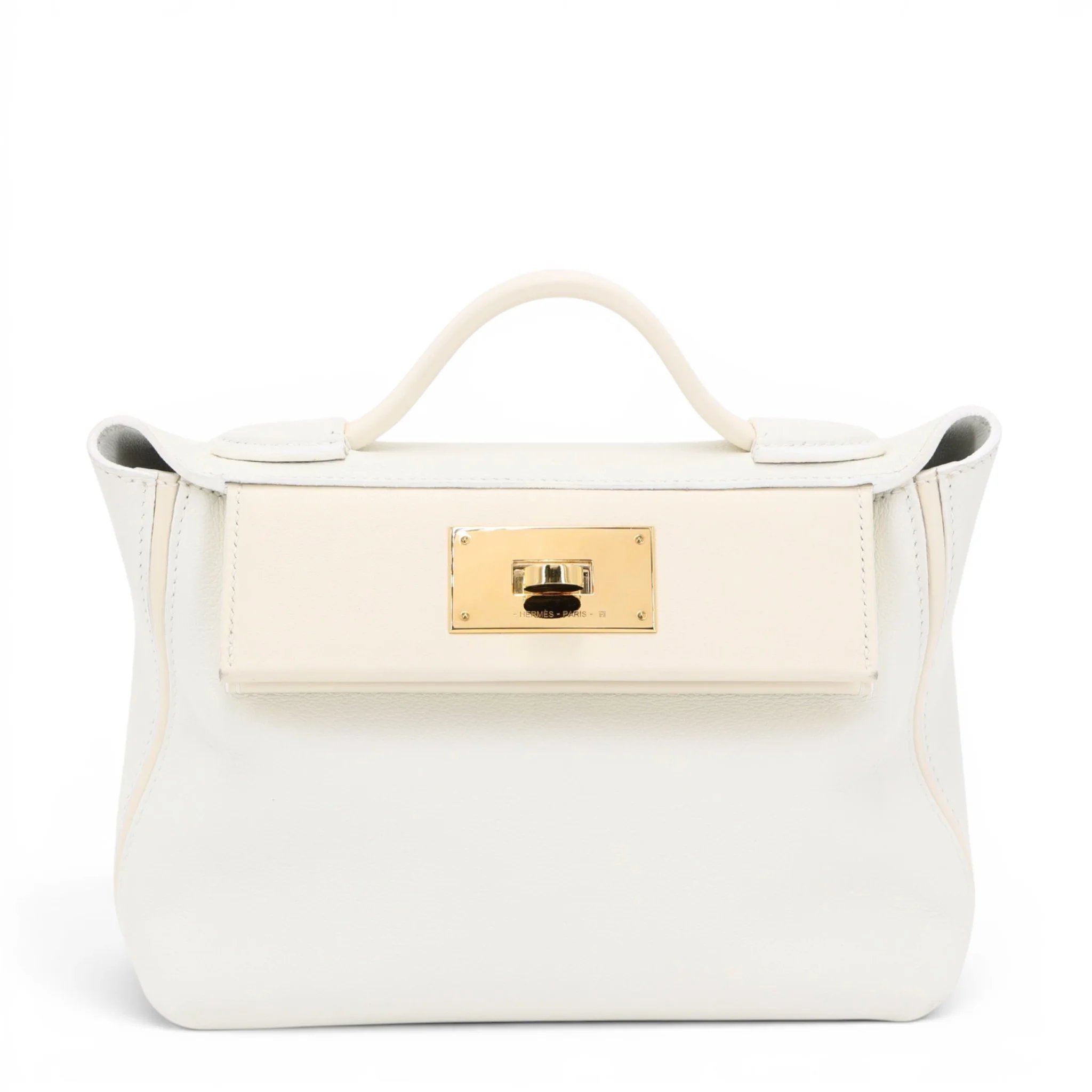 Excellent ( Rank SA ) HERMÈS 24/24 - 21 mini White (01) Nata (I2) Swift Evercolor Gold hardware U (2022)