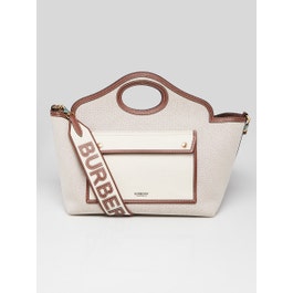Burberry Burberry Beige/Brown Canvas/Leather Small Soft Pocket Tote Bag