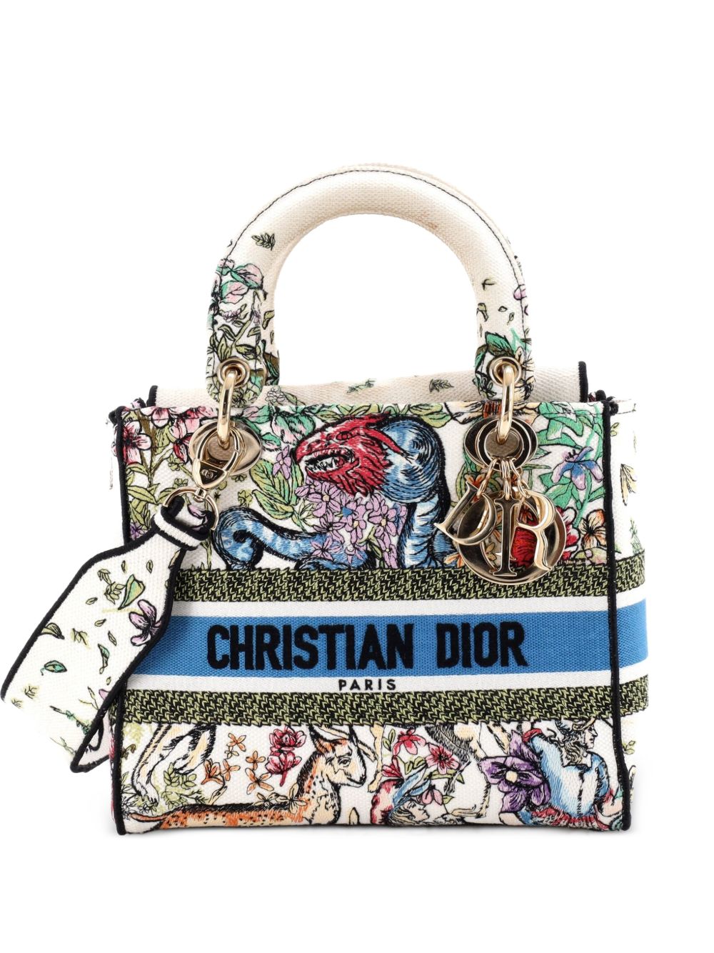 Lady D-Lite Bag Embroidered Canvas Medium satchel