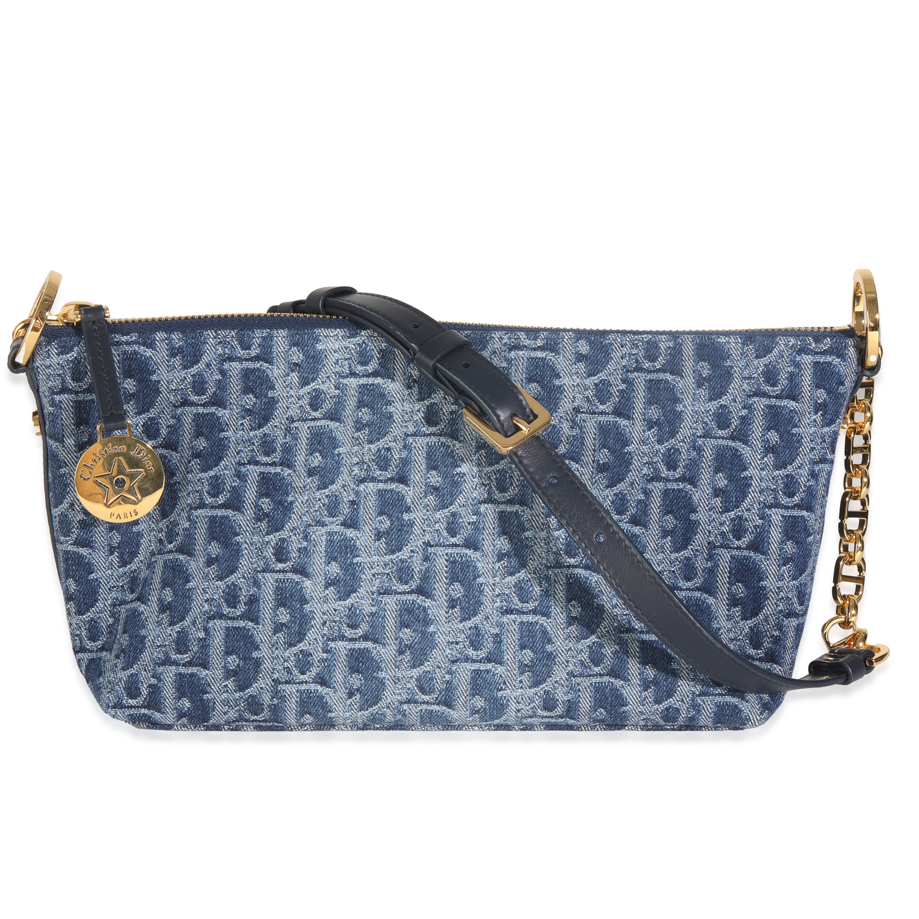 Dior Blue Denim Oblique Diorstar Hobo Bag