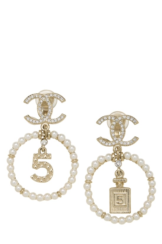 Gold Crystal No. 5 Perfume Earrings