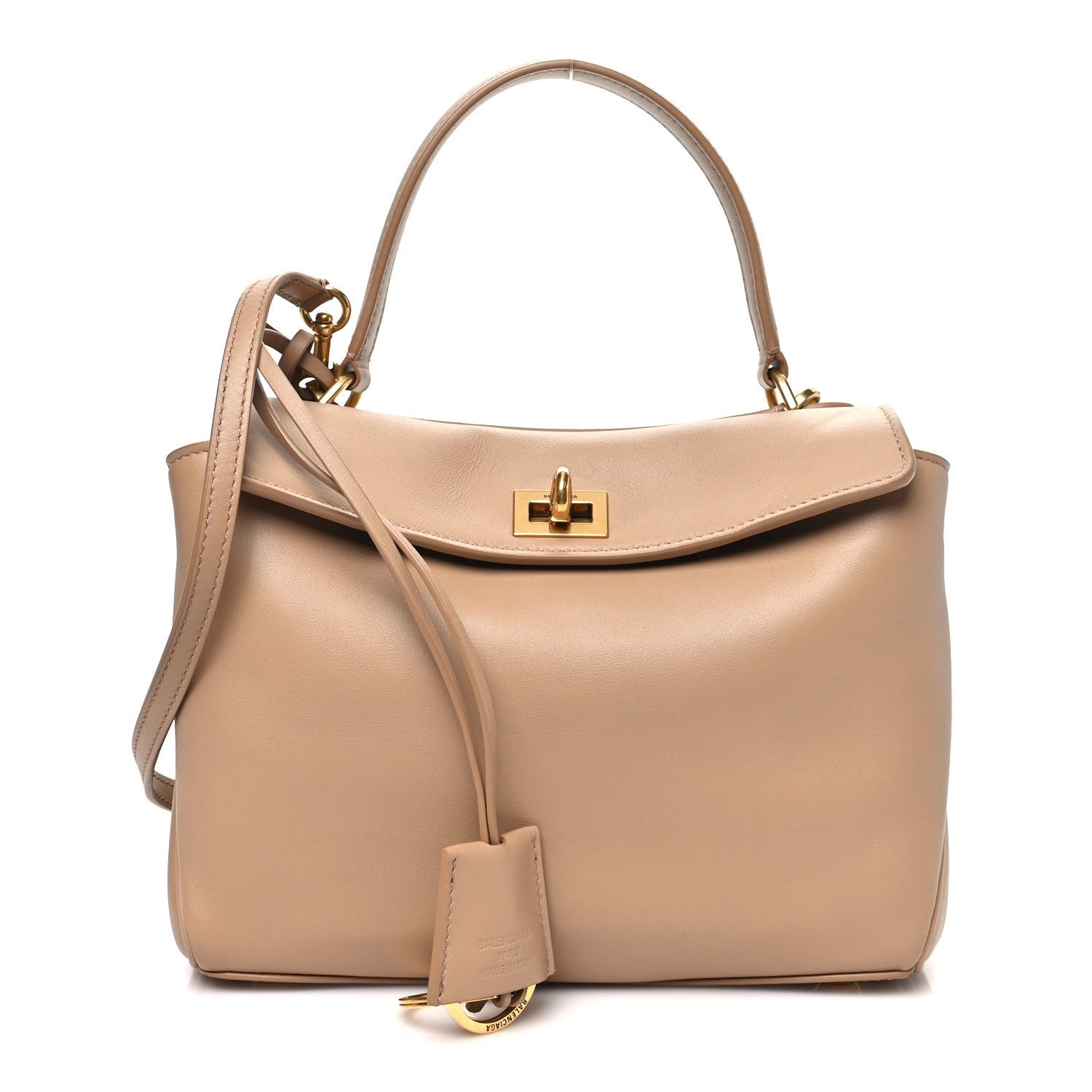 Balenciaga Natural Smooth Calfskin Mini Rodeo Top Handle Handbag Latte