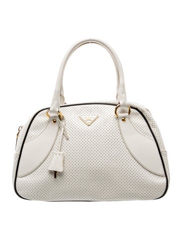 Saffiano Leather Saffiano Fori Perforated Bowling Bag