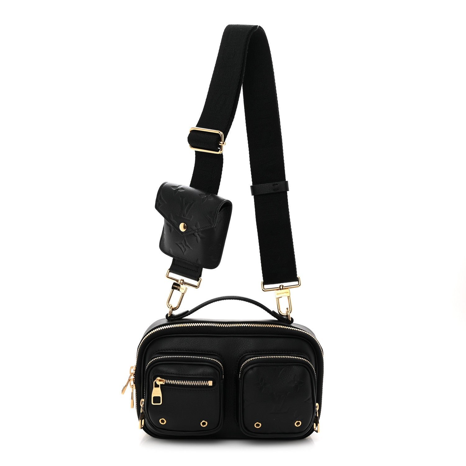 Louis Vuitton Calfskin Monogram Embossed Utility Crossbody Black