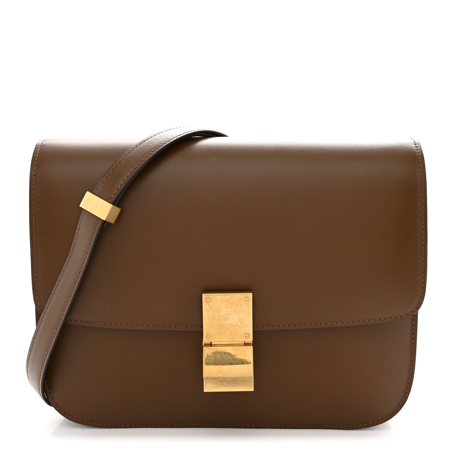 Celine Box Calfskin Medium Classic Box Flap Bag Camel