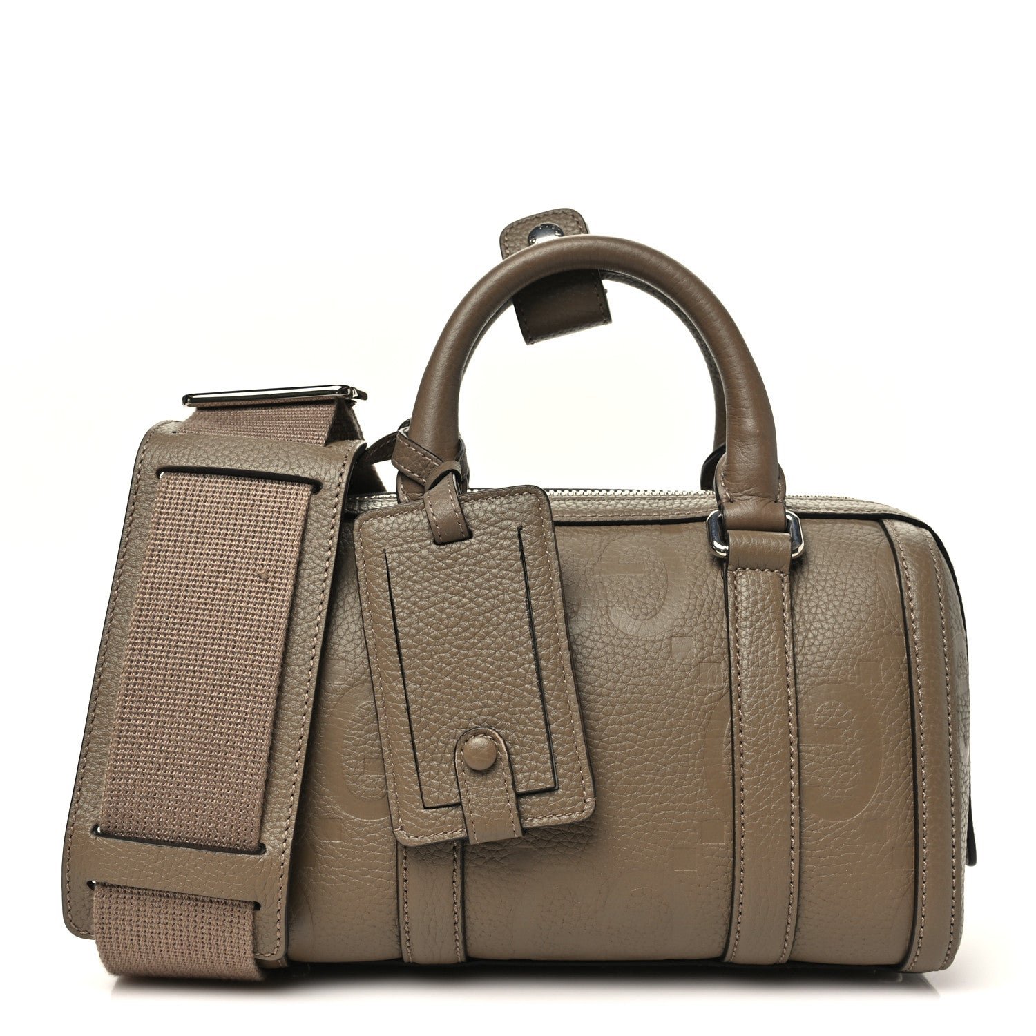 Gucci Piuma Calfskin Jumbo GG Embossed Mini Duffle Bag Good Taupe