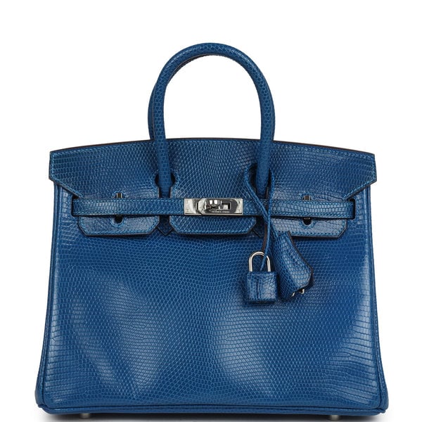 Hermes Pre-owned Hermes Birkin 25 Bleu Izmir Varanus Niloticus Lizard Palladium Hardware