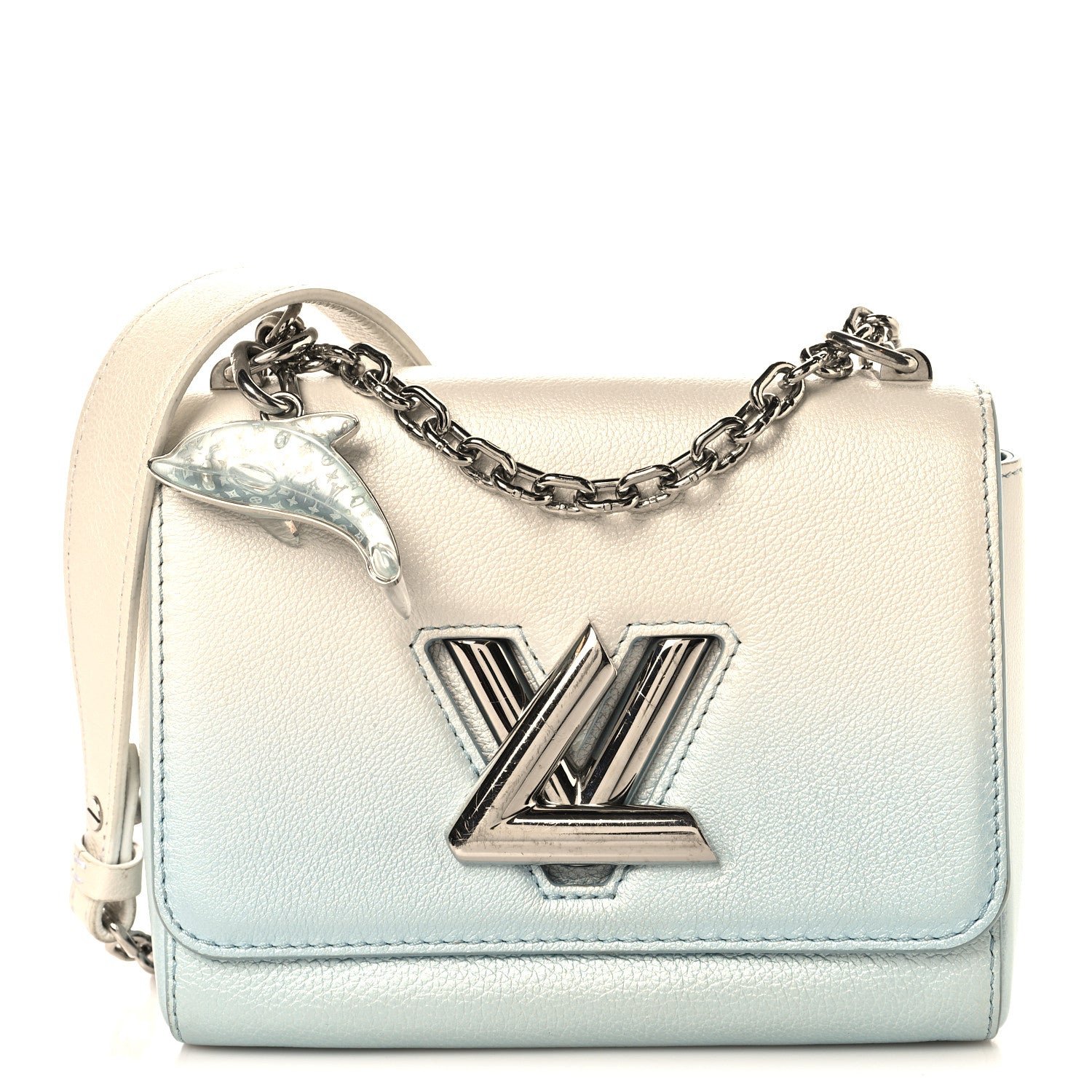Louis Vuitton Calfskin Twist Chain Shoulder Bag PM Shaded Blue