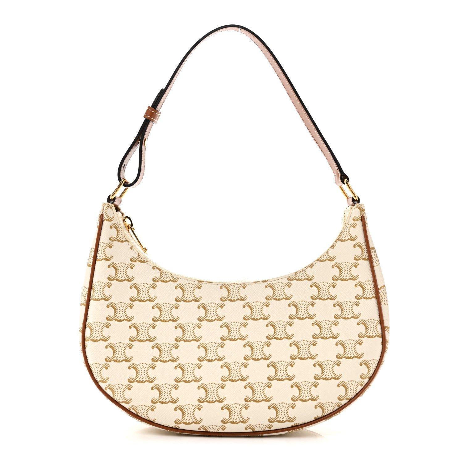 Celine Canvas Calfskin Ava Triomphe Shoulder Bag White