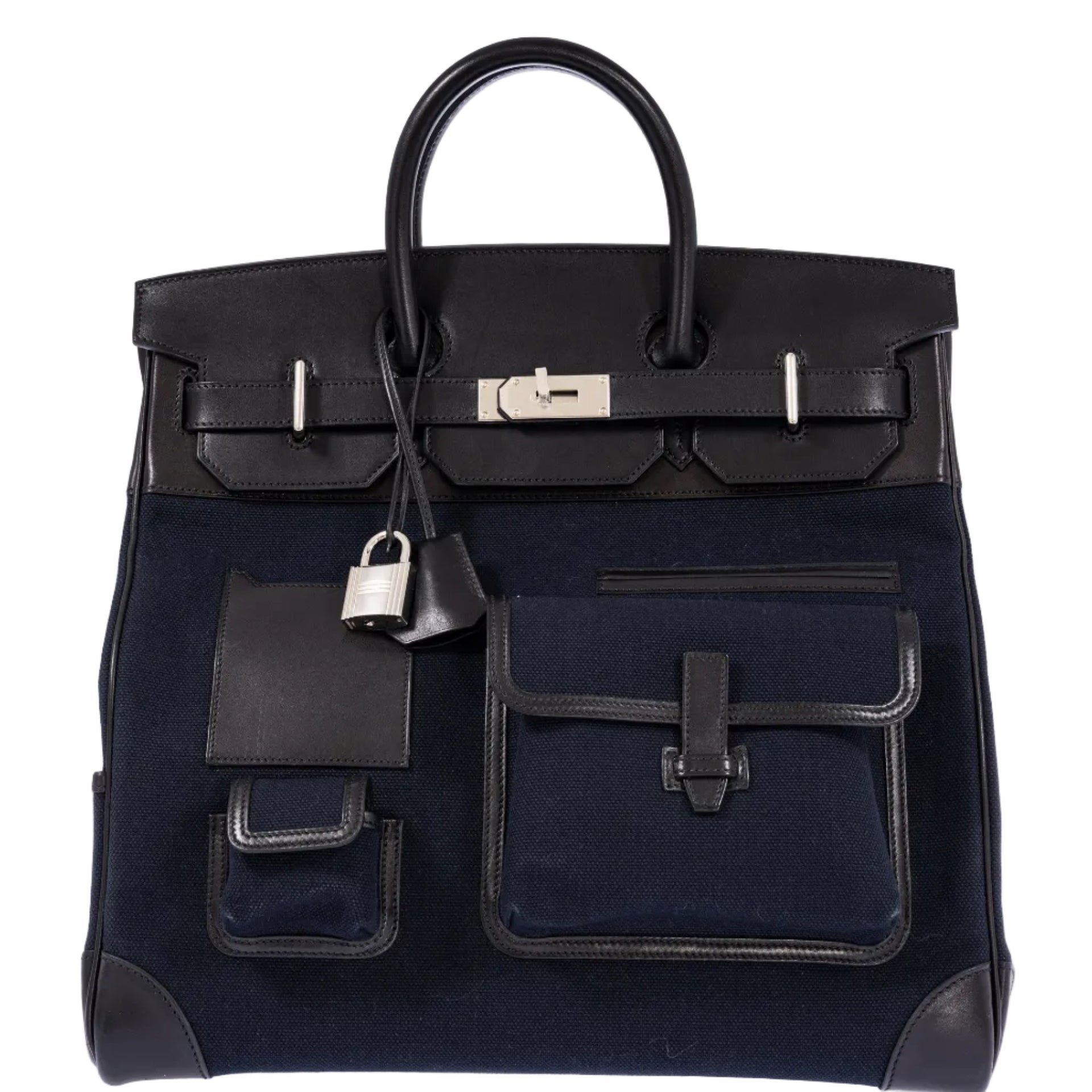 Hermes Hermès Cargo HAC Hermès Bleu Marine Toile & Black Box Calf Cargo