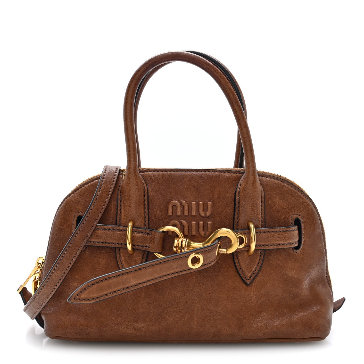 Miu Miu Nappa Aviator Small Aventure Bag Rovere