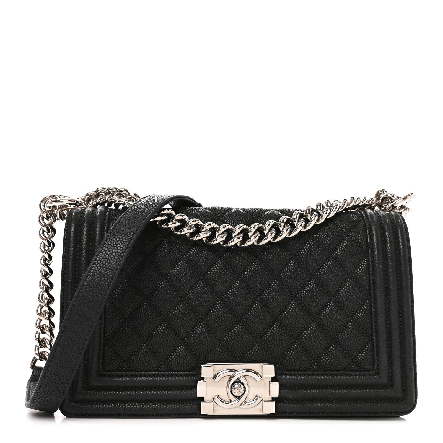 Chanel Iridescent Caviar Quilted Medium Boy Flap Black