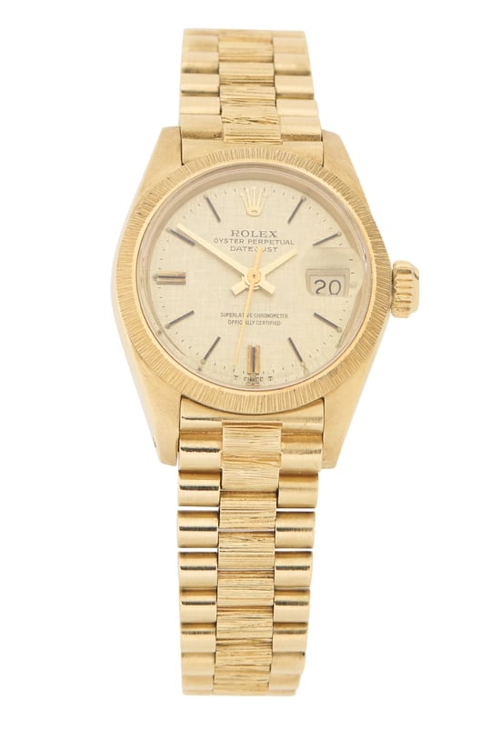 Gold Linen Dial Bark President 6927 26mm