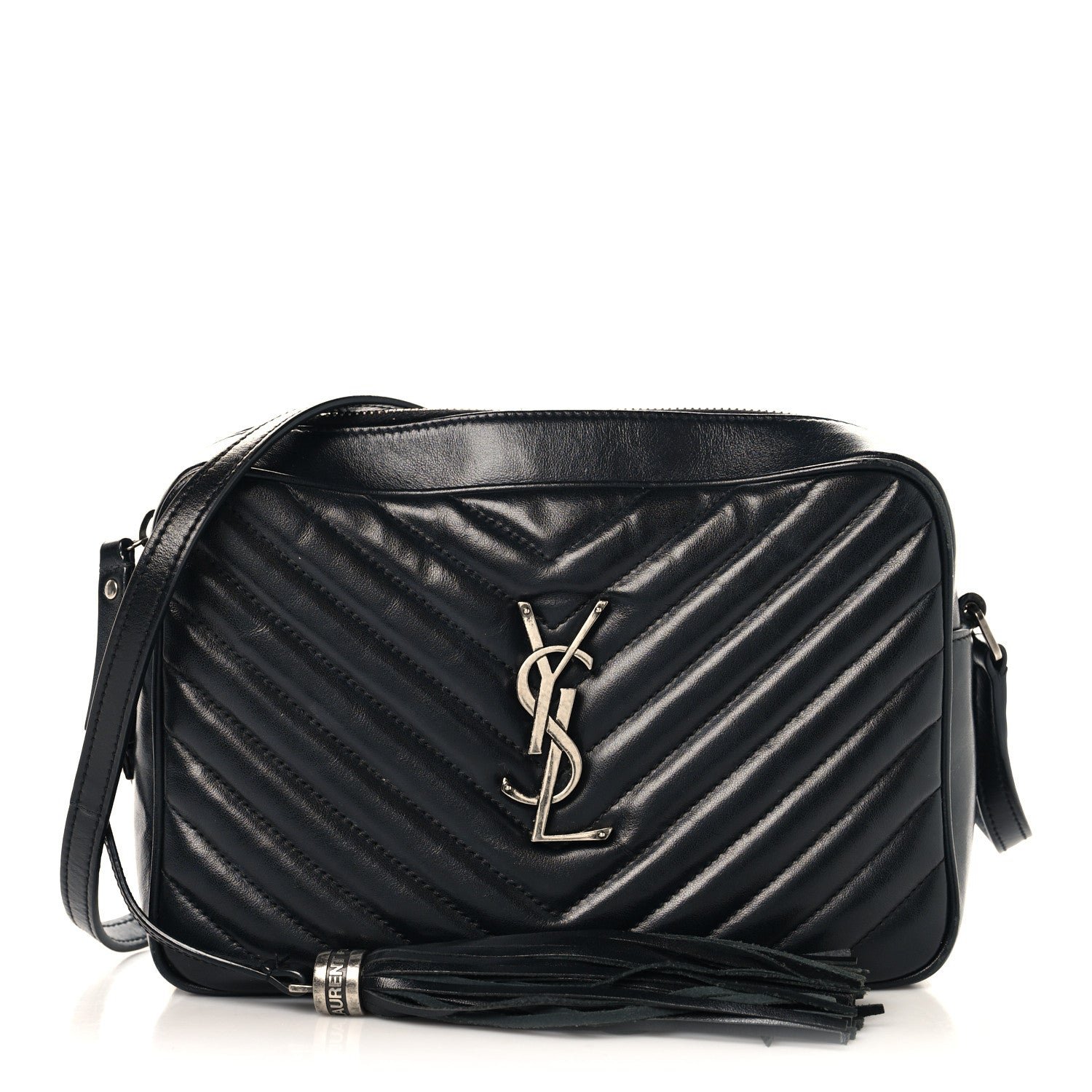 Saint Laurent Calfskin Matelasse Monogram Lou Camera Bag Black