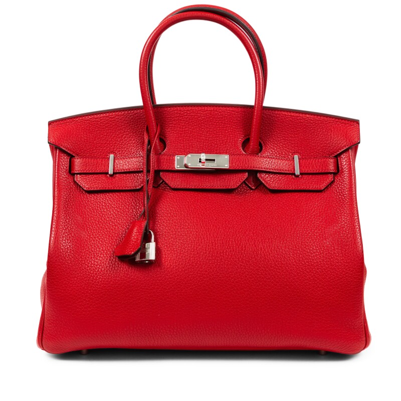 Hermes Rouge Casaque Clémence Birkin 35 Palladium Hardware, Circa 2010