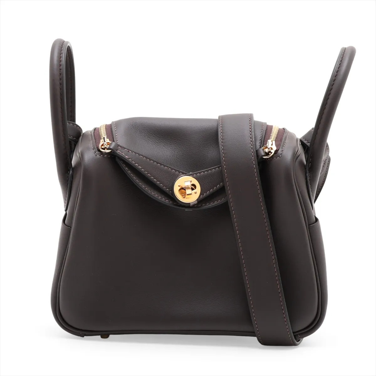 Hermès Lindy mini 20 Veau Swift Ebène Gold Metal Fittings