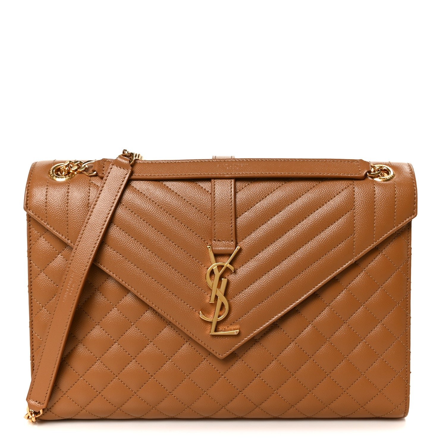 Saint Laurent Grain De Poudre Textured Mixed Matelasse Triquilt Large Monogram Satchel Naturel