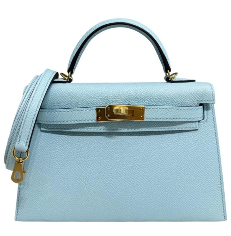 Hermes Bleu Zephyr Epsom Mini Kelly 20 II Gold Hardware, 2019