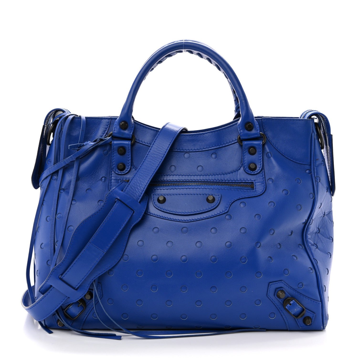 Balenciaga Perforated Lambskin Polka Dots Classic Hardware Velo Blue