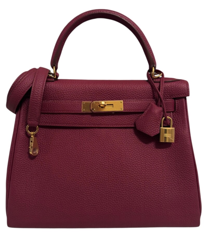 Hermes Rouge Grenat Red Togo Kelly 28 Gold Hardware, 2016