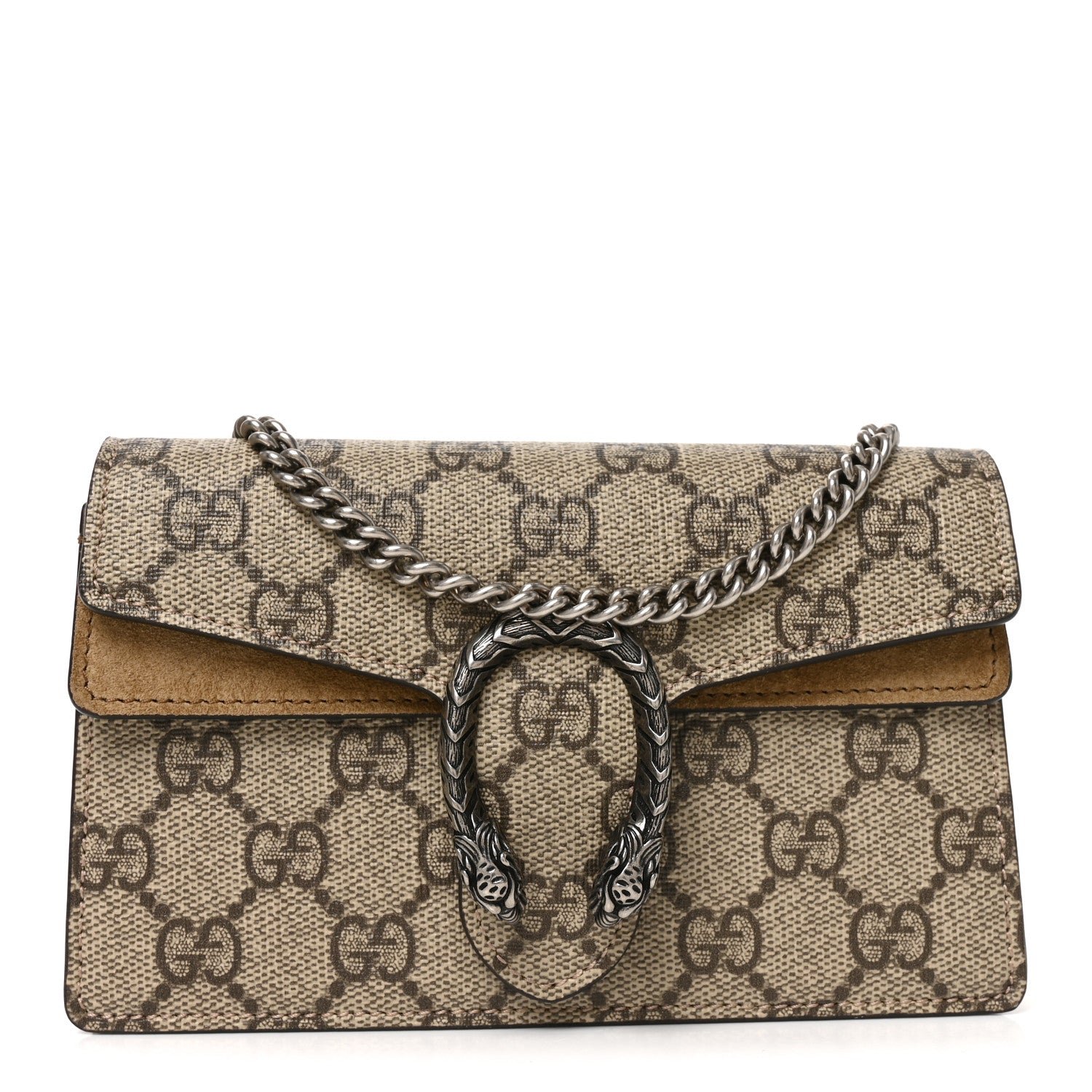 Gucci GG Supreme Monogram Super Mini Dionysus Shoulder Bag Taupe