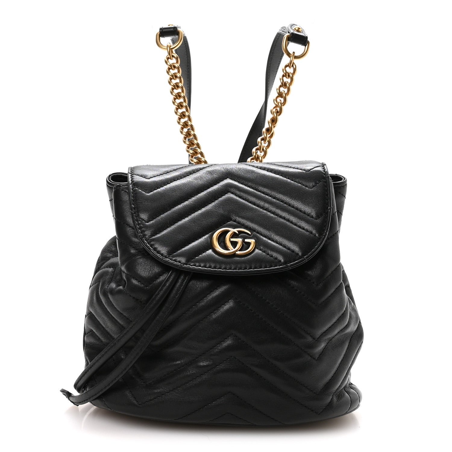 Gucci Calfskin Matelasse GG Marmont Flap Backpack Black