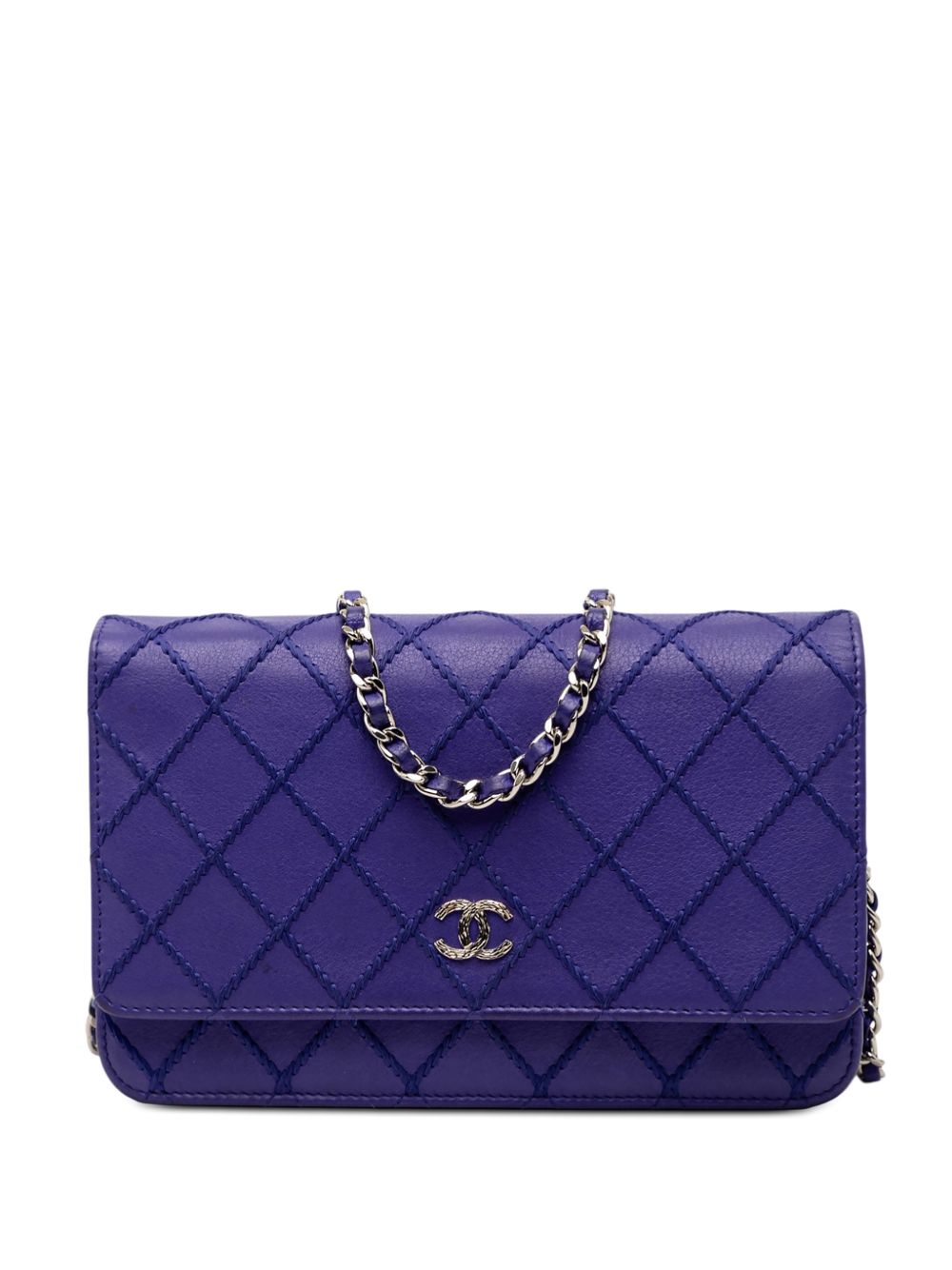 2014 CC Quilted Calfskin Fancy Wallet On Chain crossbody bag