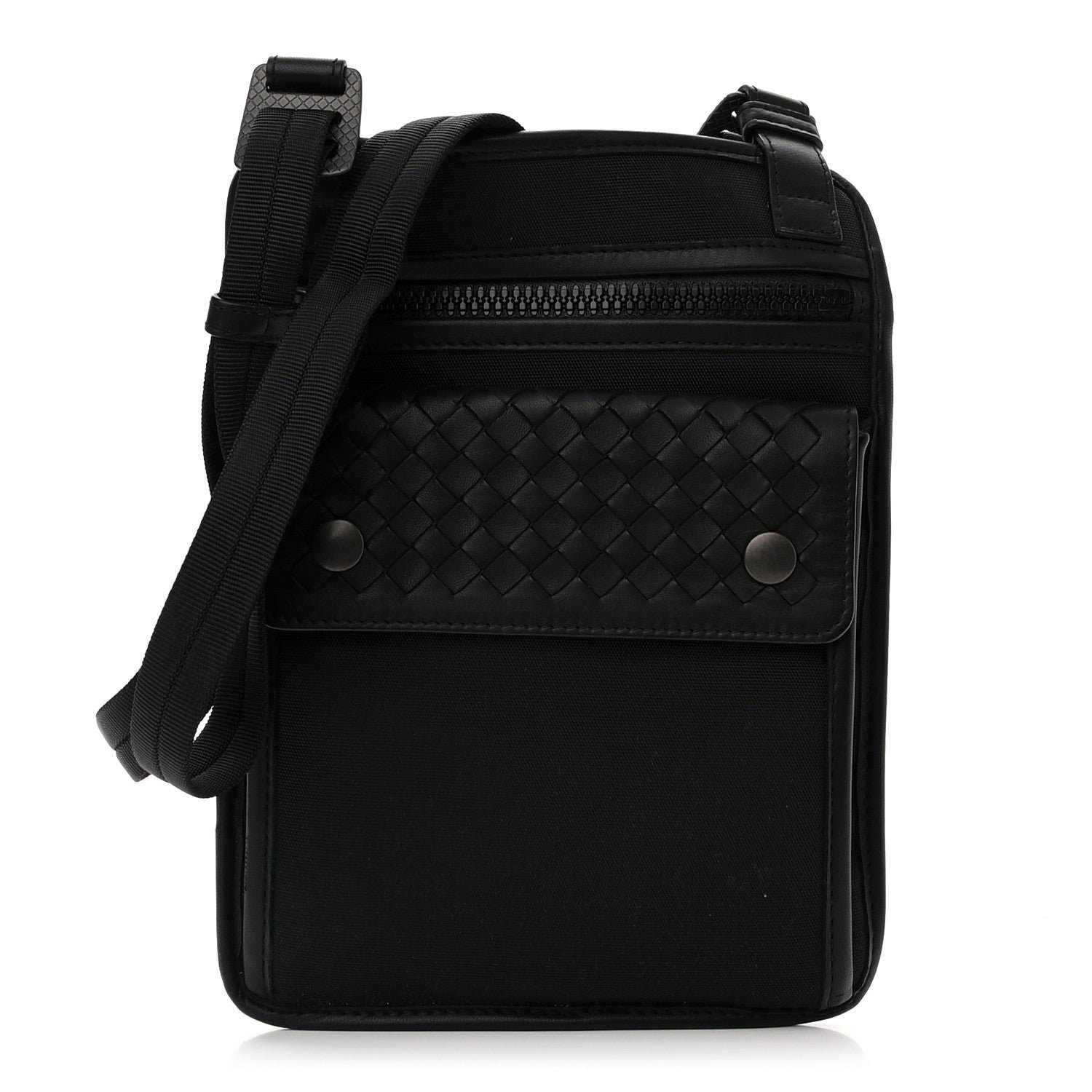 Bottega Veneta Nappa Intrecciato Nylon High Tech Crossbody Pouch Black