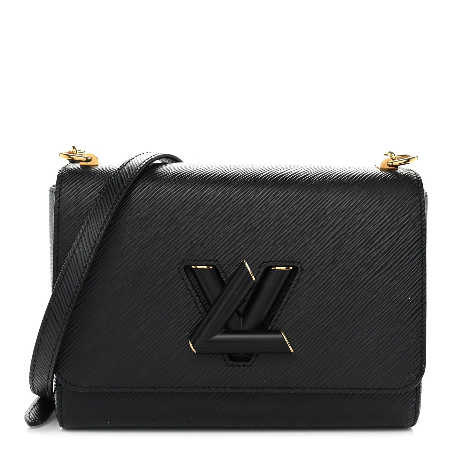 Louis Vuitton Epi Twist Shoulder Bag MM Matte Black Gold