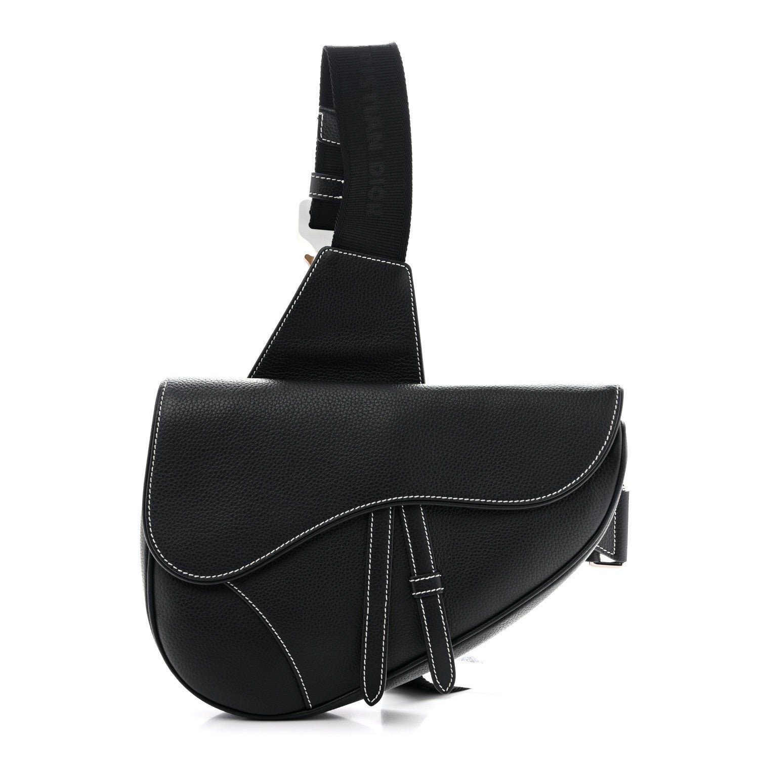 Christian Dior Grained Calfskin Mens Saddle Bag Black